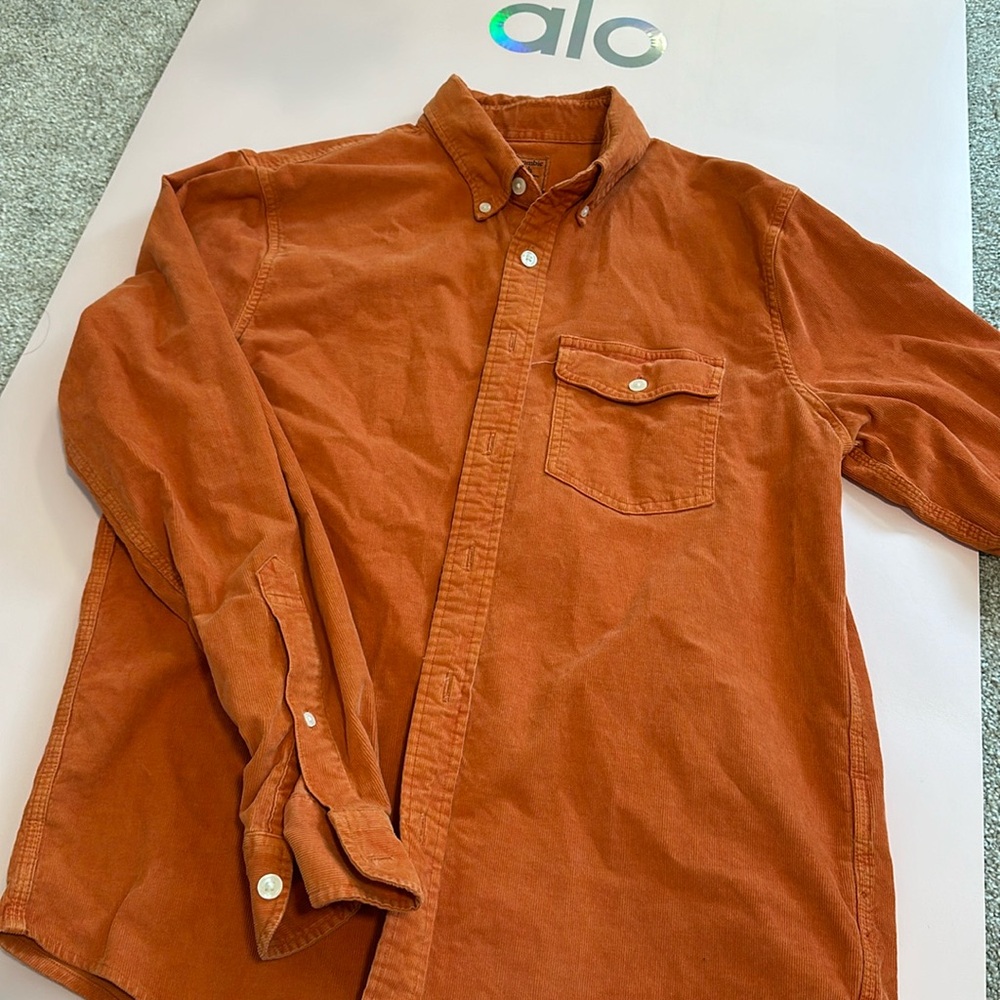 Abercrombie Longhorn Orange Velvet Casual Shirt size M
